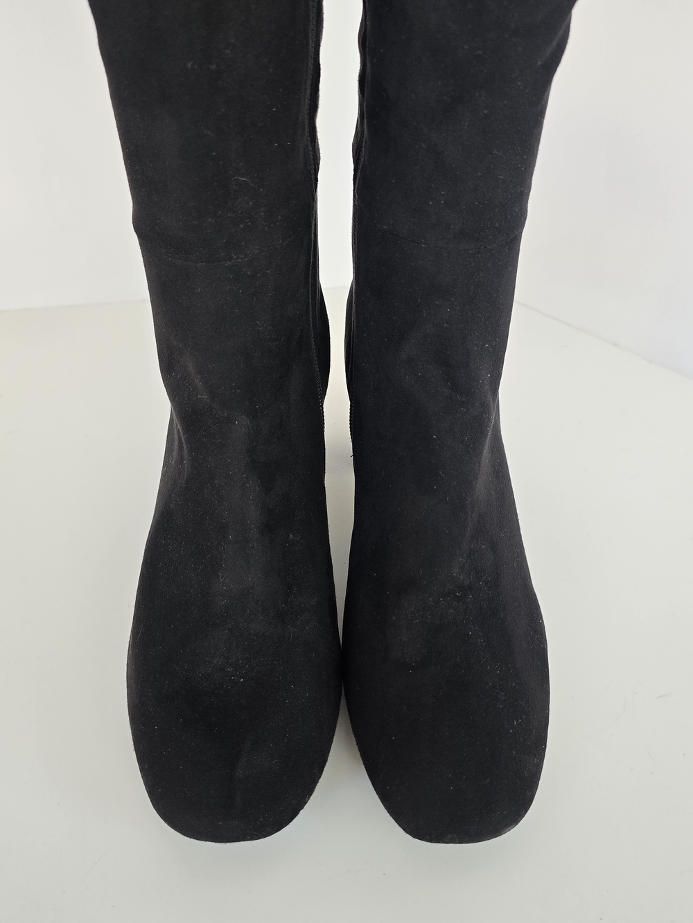 Calvin Klein Candace Black Knee-High Block Heel Boots with Gold Buckle - Picture 2 of 7